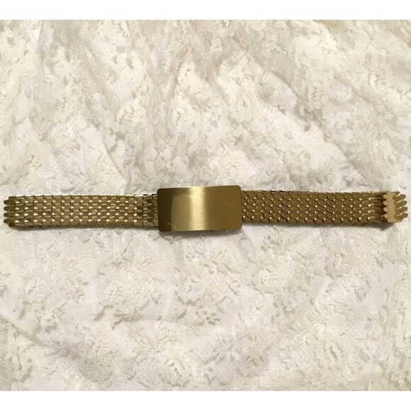 Vintage Art Deco Revival 80s Belt Gold Tone Metal Fish Scale Stretchy  26\